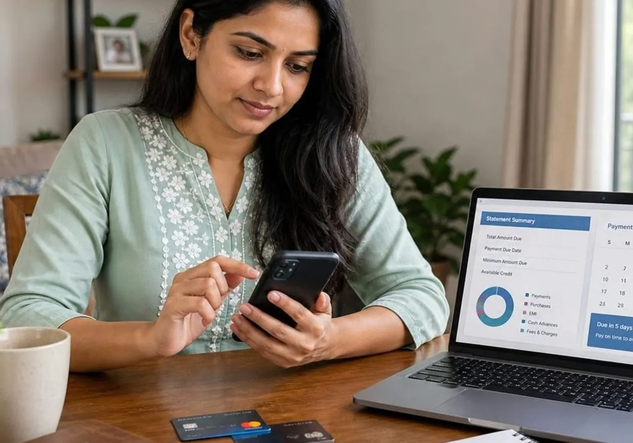 Indian credit card user reviewing an upgrade offer on a mobile banking app