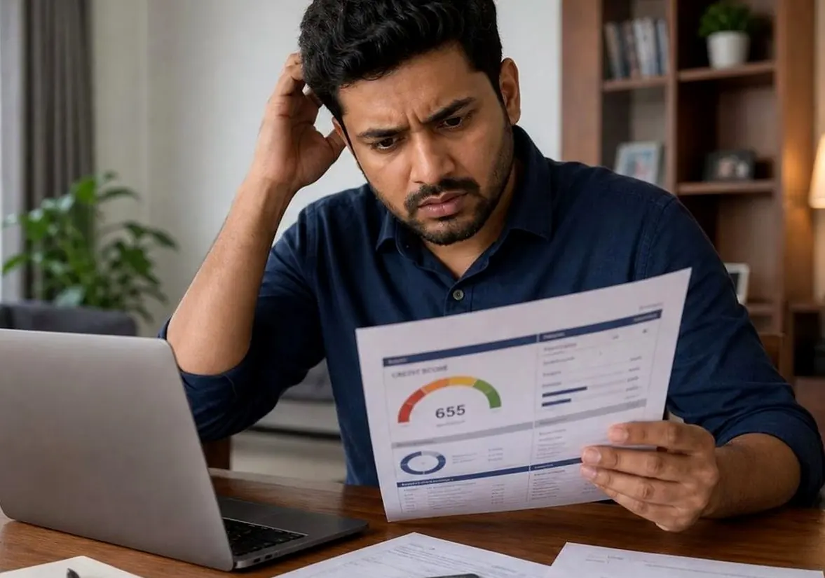 Indian card user checking a higher credit limit message after a rejected loan request