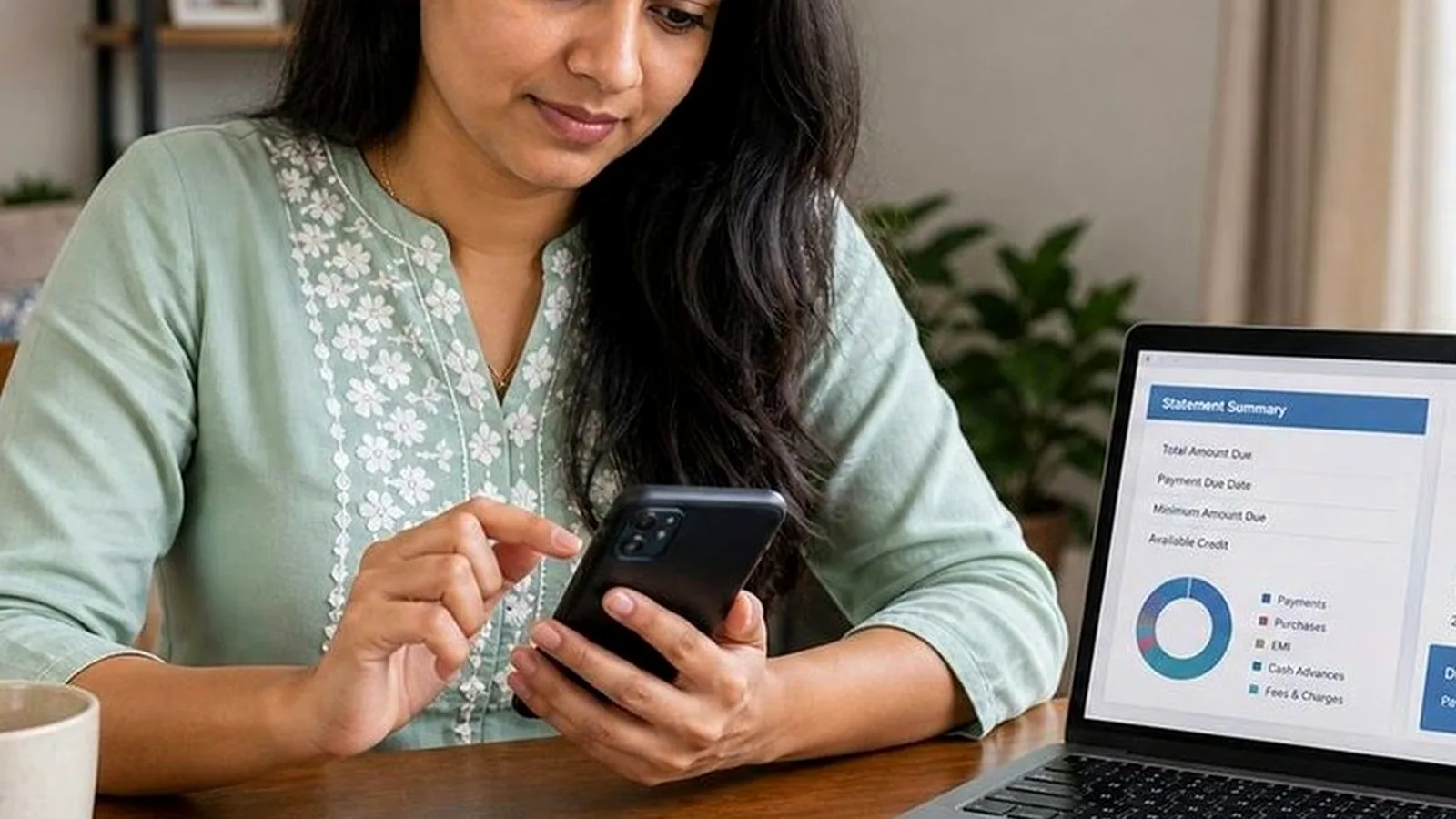 Indian salaried professional checking card EMI conversion details and available limit on a banking app