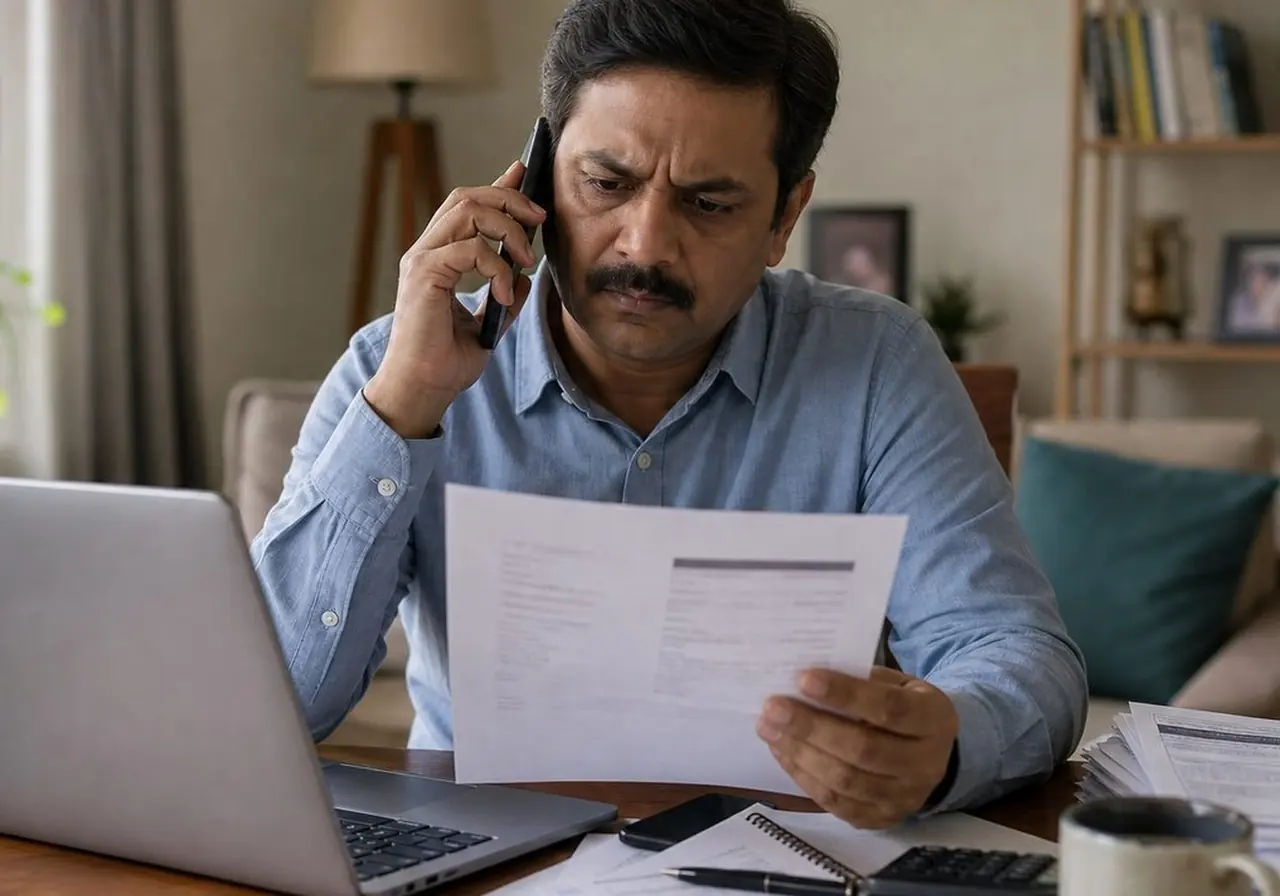 Fake loan offer message warning signs with mobile illustration
