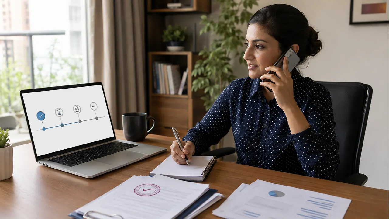 Indian borrower calling lender support while tracking a credit report correction