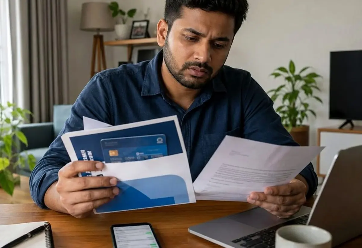 Indian salaried employee organizing monthly bill payments around salary date on a notebook and phone
