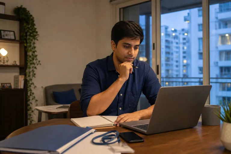 Indian salaried professional comparing CTC components with monthly in-hand pay