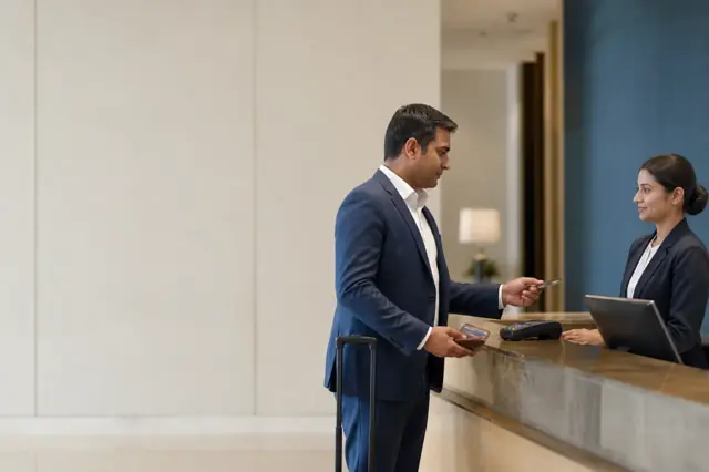 Indian consumer reviewing american express credit card features and monthly spending