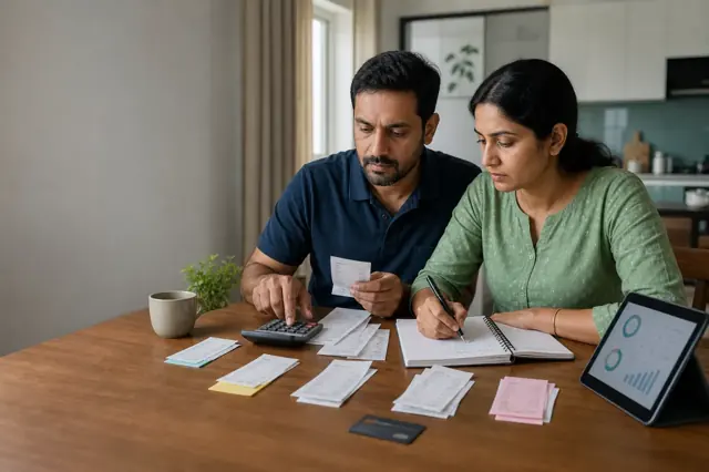 Indian consumer reviewing cashback plus credit card features and monthly spending