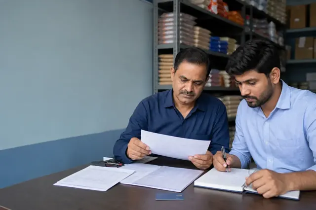 Indian consumer reviewing sme credit card features and monthly spending