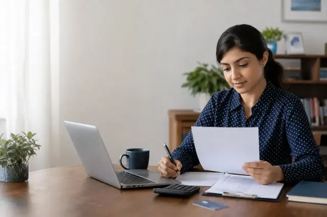 Indian consumer reviewing unsecured credit card features and monthly spending