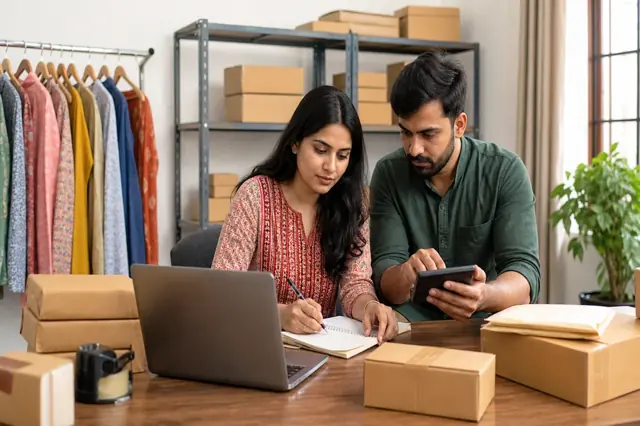 Indian online seller reviewing inventory and marketplace cash flow