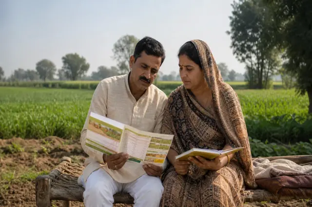 Indian farmer reviewing recurring agricultural credit needs