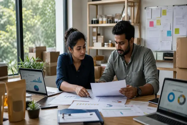 Indian startup founders reviewing early-stage business finance