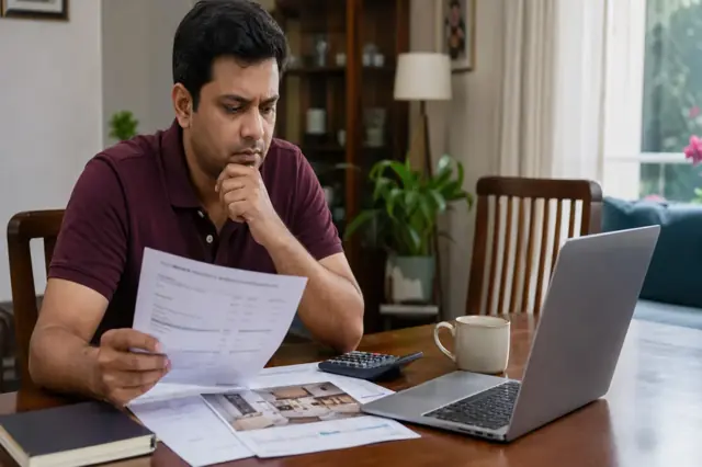 Indian homeowner reviewing additional borrowing and household renovation costs